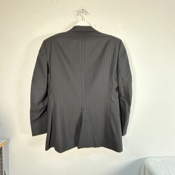 Society Brand Ltd Hartmarx Mens Black Pinstripe Two-Button Suit Jacket 41R USA - Picture 2 of 9
